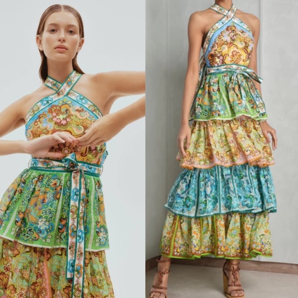 Alemais Dreamer Floral-Print Linen Halterneck Dress - Picture 3 of 17